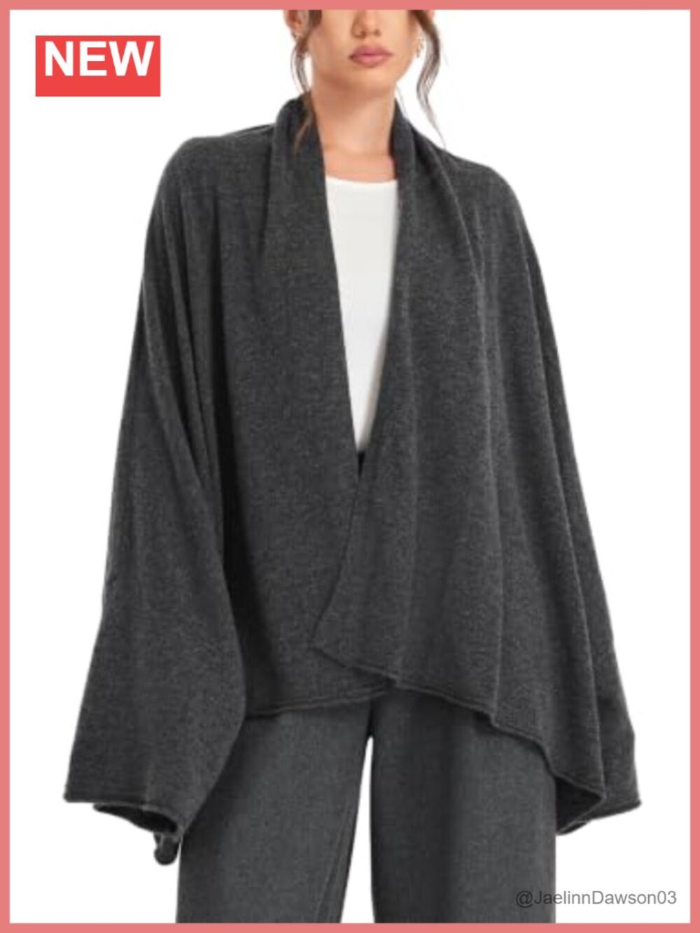 Open Front Merino Wool Cardigan Shawl Collar Cape Sweater